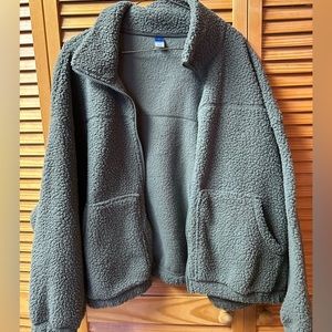 Green Fuzzy Fleece Jacket